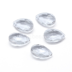 Faceted Glass Pendants, Teardrop, Clear, 15x9.5x5.5mm, Hole: 1mm(X-GLAA-F069-S-A01)