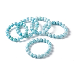 Natural Larimar Round Beaded Stretch Bracelet, Gemstone Jewelry for Women, Beads: 10mm, Inner Diameter: 2-1/8 inch(5.5cm)(BJEW-A120-01E)