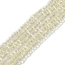 Electroplate Glass Beads Strands, Full Rainbow Plated, Faceted, Rondelle, Light Yellow, 2.5x1.5mm, Hole: 0.5mm, about 197~201pcs/strand, 12.9 inch(33cm)(EGLA-J144-FR-A01)