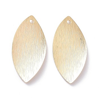 Brass Pendants, Long-Lasting Plated, Leaf, Real 14K Gold Plated, 23x11x1mm, Hole: 1.2mm