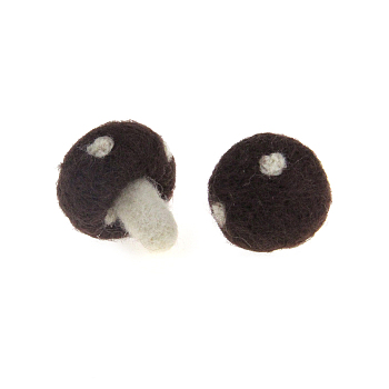 Wool Felt Cabochons, Mushroom, Black, 35x33mm