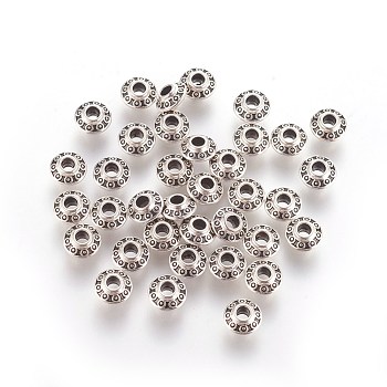 Tibetan Style Alloy Spacer Beads, Bicone, Antique Silver, Lead Free & Cadmium Free, 6.5x3.5mm, Hole: 2mm