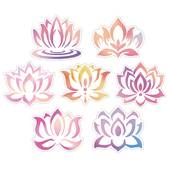 Reflective Vinyl Car Stickers, Waterproof Decals for Vehicle Decoration, July Lotus, 148x155mm, 7pcs/set