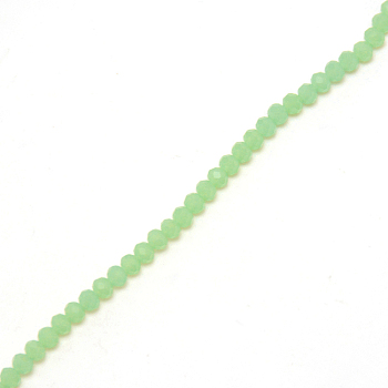 Facted Rondelle Glass Beads, Light Green, 4.5x3.5mm, Hole: 1mm, about 143pcs/strand, 19.69 inch(50cm)