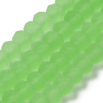 Transparent Glass Beads Strands, Faceted, Frosted, Rondelle, Lime, 8mm, Hole: 1mm