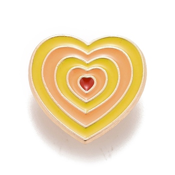 Heart Enamel Pin, Creative Alloy Badge for Backpack Clothes, Golden, Yellow, 24x23x1.5mm