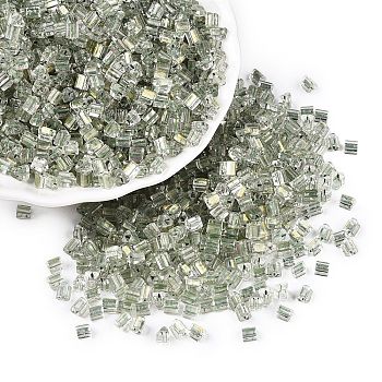 6/0 Transparent Inside Colours Glass Seed Beads, Triangle, Dark Sea Green, 3.5x3.5x3.5mm, Hole: 0.9mm, about 4500pcs/pound