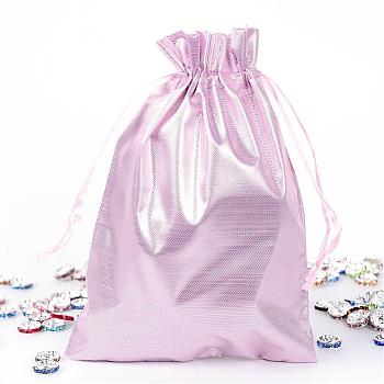 Rectangle Cloth Bags, with Drawstring, Pink, 17.5x13cm