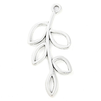 Tibetan Style Alloy Branch Pendants, Cadmium Free & Lead Free, Antique Silver, 42x19x2mm, Hole: 2mm, about 263pcs/500g