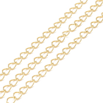3.28 Feet Brass Curb Chains, Long-Lasting Plated, Soldered, Cadmium Free & Lead Free, Real 18K Gold Plated, 5x3.8x0.6mm