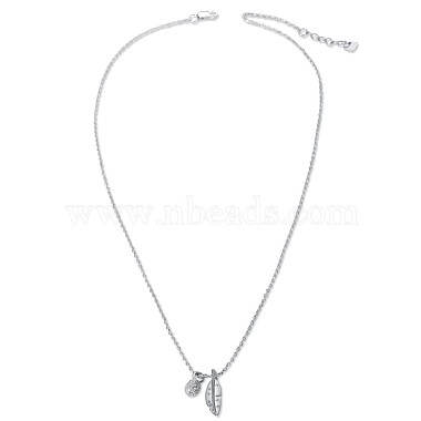 TINYSAND Leaf & Pinecone 925 Sterling Silver Cubic Zirconia Pendant Necklaces(TS-N337-S)-2