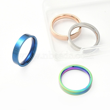 4 Stück 4 Farben 201 Edelstahl-Glattband-Fingerringe für Frauen(RJEW-YW0001-03)-2
