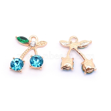 Light Gold Cherry Alloy+Rhinestone Pendants