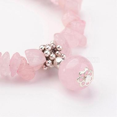 Naturel rose de bracelets de perles de quartz(BJEW-JB02737-01)-2