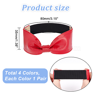 Elite 4 Pairs 4 Colors PU Leather Bowknot Shoelace Bands(FIND-PH0007-47)-2
