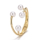 Alloy Wire Wrap with Plastic Pearl Cuff Bangle(BJEW-K223-08KCG)-1