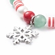 Natural Green Aventurine & Mashan Jade & Shell Pearl Stretch Bracelet with Christmas Snowflake Alloy Charm(BJEW-TA00089)-4