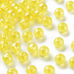 Transparent Acrylic Beads, AB Color Plated, Round, Yellow, 6x5mm, Hole: 1.8mm, about 4400pcs/500g(MACR-S370-B6mm-717)