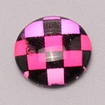 Glass Cabochons, Grid Stripe Style, Half Round, Deep Pink, 12x4.5mm(GGLA-WH0029-07F)