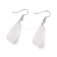 Teardrop Platinum Tone Brass Natural Crystal Dangle Earrings, 47mm, Pin: 0.7mm(EJEW-M058-11)