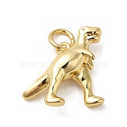 Rack Plating Brass Charms, with Jump Ring, Long-Lasting Plated, Cadmium Free & Lead Free, Dinosaur Charm, Real 18K Gold Plated, 14x14.5x5mm, Hole: 3mm(KK-G476-01G)