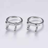 Alloy Finger Ring Prong Settings, 4 Claw Prong Ring Settings, Platinum, Tray: 13x8.5mm, 17.5mm(PALLOY-K143-18P)