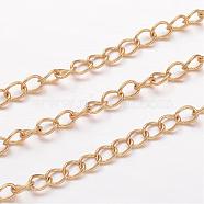 Ion Plating(IP) 304 Stainless Steel Curb Chains, Twisted Chains, Soldered, for Jewelry Making, Golden, 4x3x0.6mm(CHS-K004-11G-0.6mm)