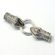 Alloy Spring Gate Rings, O Rings, with Cord Ends, Snake, Antique Silver, 6 Gauge, 81mm(PALLOY-R089-28AS)