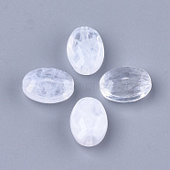 Acrylic Beads, Imitation Gemstone, Faceted, Oval, Clear & White, 17.5x13x8mm, Hole: 1.8mm, about 422pcs/500g(OACR-S028-060)