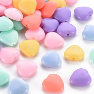 Opaque Acrylic Beads, Heart, Mixed Color, 13.5x14x6mm, Hole: 1.5mm, about 775pcs/500g(TACR-S154-44D)