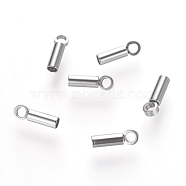201 Stainless Steel Cord Ends, End Caps, Tube, Stainless Steel Color, 7x2mm, Hole: 1.3~1.5mm, Inner Diameter: 1mm(STAS-P118-07)