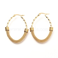 304 Stainless Steel Mesh Hoop Earrings, Textured, Oval, Golden, 45x34x6mm, Pin: 0.8mm(EJEW-C501-15G-A)