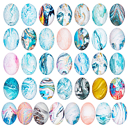 Elite 1 Set Marble Pattern Glass Cabochons, Oval, Mixed Color, 25x18x5mm, 40pcs/set(GLAA-PH0002-09)