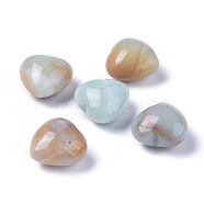Natural Flower Amazonite Heart Love Stone, Pocket Palm Stone for Reiki Balancing, 20x20x13~13.5mm(G-F659-B03)