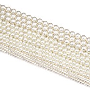 Glass Pearl Beads Strands Sets, Round, Pearlized, Creamy White, 4~10mm, Hole: 1mm, 85~216pcs/strand, 32 inch, 20strands/set(HY-TA0001-B-02)
