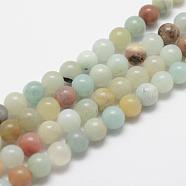Natural Flower Amazonite Beads Strands, Round, 4mm, Hole: 1mm, about 90pcs/strand, 15.7 inch(40cm)(G-G697-F06-4mm)