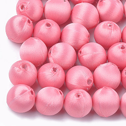 Polyester Thread Fabric Covered Beads, with ABS Plastic, Round, Light Salmon, 20x21.5mm, Hole: 3mm(WOVE-T007-20mm-02)