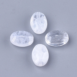 Acrylic Beads, Imitation Gemstone, Faceted, Oval, Clear & White, 17.5x13x8mm, Hole: 1.8mm, about 422pcs/500g(OACR-S028-060)