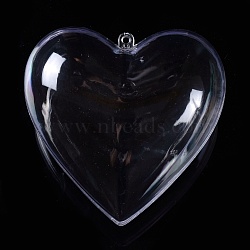 Openable Transparent Plastic Pendants, Fillable Plastic Bauble Christmas Ornament, Heart, Clear, 78x79x46mm, Hole: 3mm(CON-K007-01C)