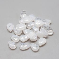 Acrylic Beads, Imitation Gemstone Style, Two Tone Color, Faceted, teardrop, Clear & White, 12x9x5mm, Hole: 1mm, about 1470pcs/500g(OACR-Q134-AD033)