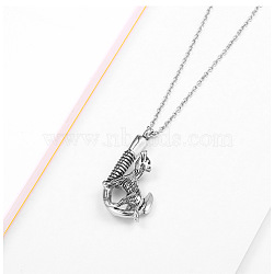 Urn Ashes Necklace, Stainless Steel Hook with Wolf Pendant Necklace for Men Women, Stainless Steel Color, 19.69 inch(50cm)(BOTT-PW0007-06A)