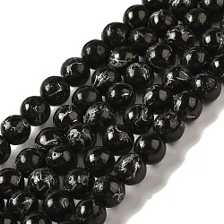 Synthetic Silver Line Coal Quartz Beads Strands, Round, 6mm, Hole: 1mm, about 66pcs/strand, 15.87''(40.3cm)(G-Q161-A01-02)