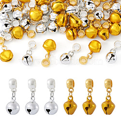 40Pcs 2 Colors Brass Pendants, Bell, with Tibetan Style Alloy, Platinum & Golden, 24mm, 20pcs/color(KK-TA0003-22)