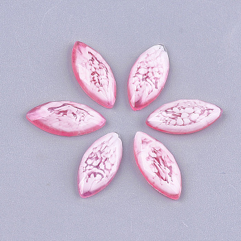 Epoxy Resin Cabochons, Faceted, Horse Eye, Hot Pink, 14.5~15x6.5~7x3mm