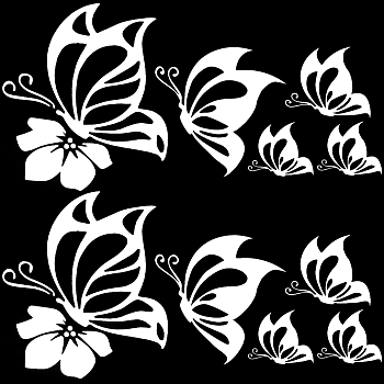 Laser PET Waterproof Car Stickers, Self-Adhesive Decals, for Vehicle Decoration, Butterfly, White, 240x120x0.4mm