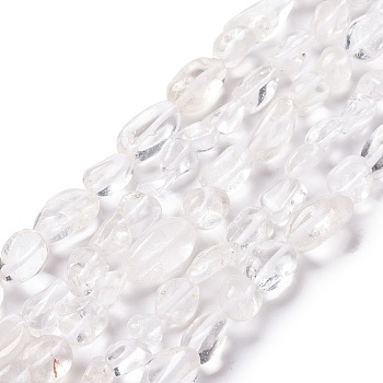Natural Quartz Crystal Beads Strands, Rock Crystal Beads, Nuggets, 7~12x6~8x3.5~5.5mm, Hole:1mm, about 43~48pcs/strand, 15 inch