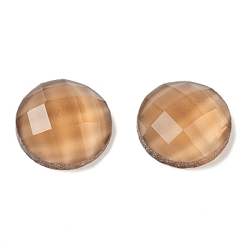 Glass Cabochons, Faceted, Half Round, Camel, 12x4mm
