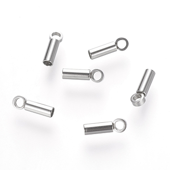 201 Stainless Steel Cord Ends, End Caps, Tube, Stainless Steel Color, 7x2mm, Hole: 1.3~1.5mm, Inner Diameter: 1mm