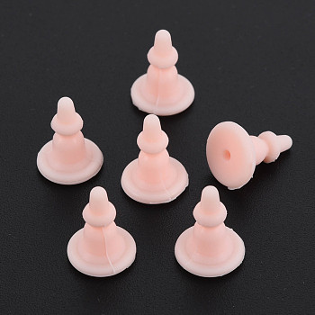 Silicone Ear Nuts, Earring Backs, for Stud Earring Making, Light Coral, 11x8x8mm, Hole: 0.7mm