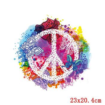 Peace Symbol Pattern Heat Transfer Film, Iron on Vinyl, for Garment T-shirt Accessories, Butterfly, 230x204mm